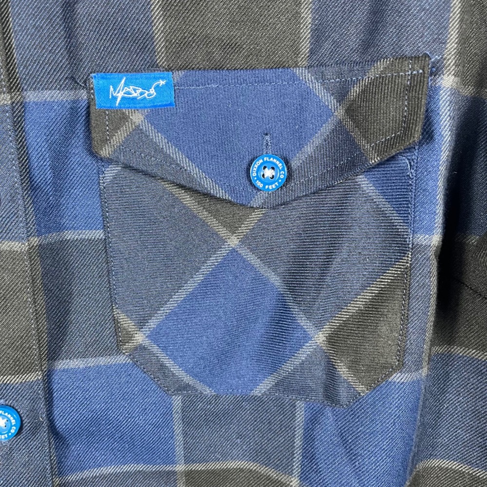 Dixxon Flannel Company Maddo Shirt Womens L Blue Black Plaid D-Tech Snap - Picture 4 of 10